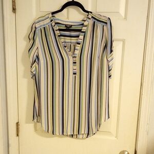 Torrid Blue and Green Striped Blouse